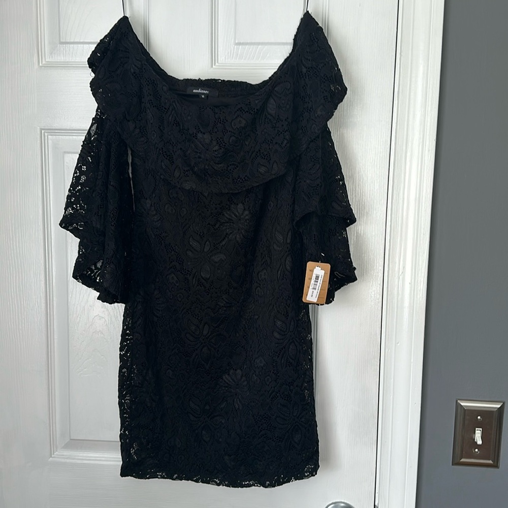 Off shoulder, black lace dress